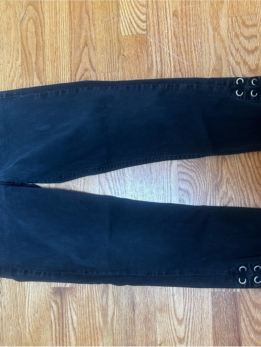 Silver Jeans Black Lace-Up Hem Straight Jeans - Picture 2 of 5
